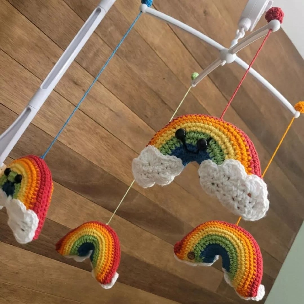 Handmade Crochet Rainbow Baby Mobile